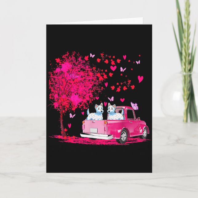 Westie Couple Truck Happy Valentines Day Gifts  Karte (Vorderseite)
