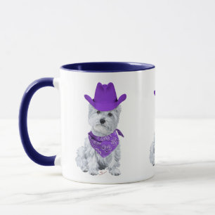 Westie Cowboy in Lila Tasse