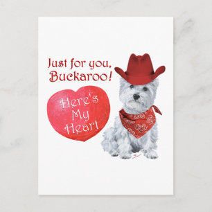 Westie Cowboy Valentine Feiertagspostkarte