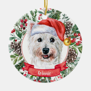 Westie Custom Weihnachtsmannmütze Dog Weihnachtssc Keramik Ornament