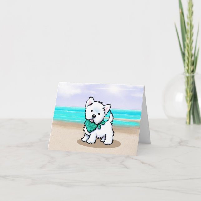 Westie Cutieface Beach Note Card Dankeskarte (Vorderseite)