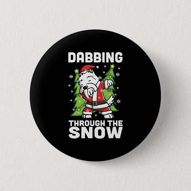 Westie Dabbing Christmas Button (Vorderseite)