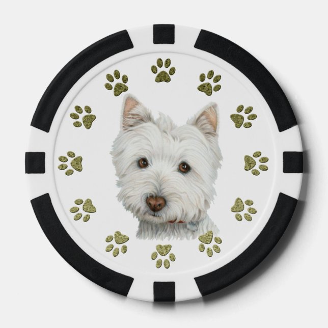 Westie Dog Art Poker Chips (Vorderseite)