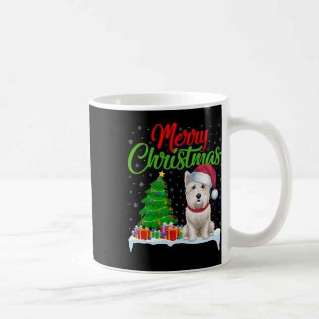 Westie Dog Christmas Tree Lights Funny Xmas Westie Kaffeetasse (Rechts)