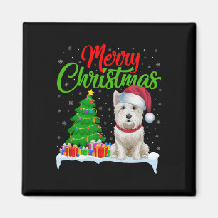 Westie Dog Christmas Tree Lights Funny Xmas Westie Magnet