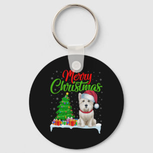 Westie Dog Christmas Tree Lights Funny Xmas Westie Schlüsselanhänger