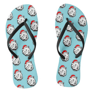 Westie Dog Christmas Weihnachtsmannmütze Flip Flops