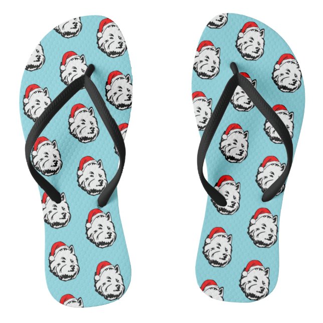Westie Dog Christmas Weihnachtsmannmütze Flip Flops (Fußbett)