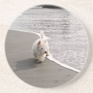 Westie Dog Foto Sandstone Untersetzer