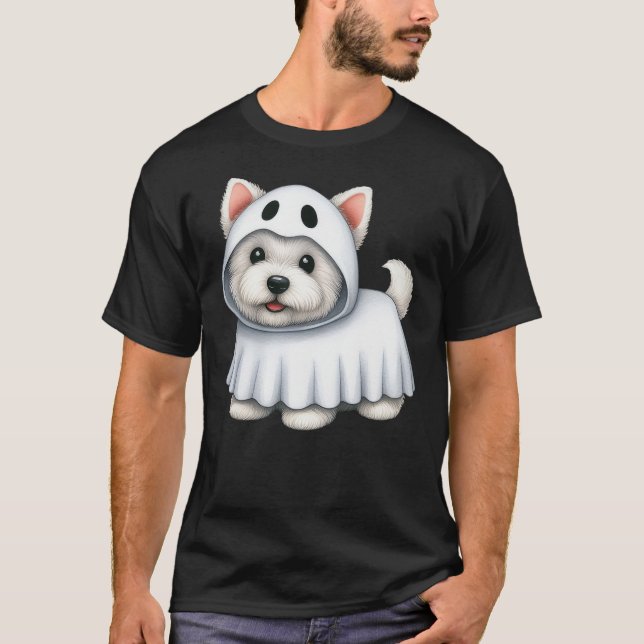 Westie Dog Halloween Costume Ghost West Highland T T-Shirt (Vorderseite)
