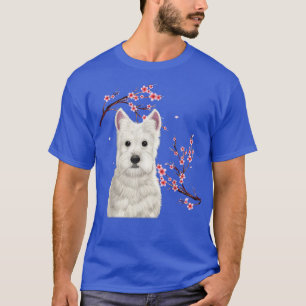 Westie Dog Japanese Cherry Blossom Sakura Blume V T-Shirt