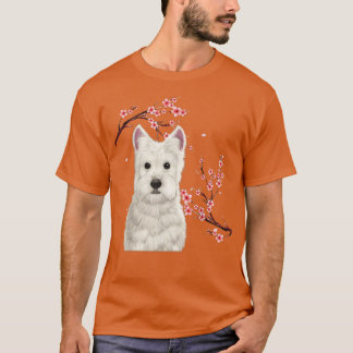Westie Dog Japanese Cherry Blossom Sakura Blume V T-Shirt