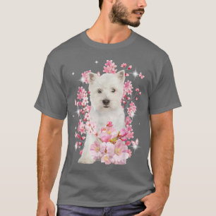 Westie Dog Japanischer Cherry Blossom Sakura Flow T-Shirt