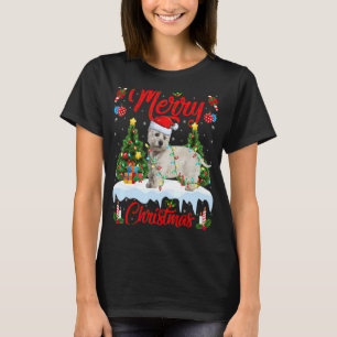 Westie Dog Lights Xmas Tree Santa Westie Weihnacht T-Shirt