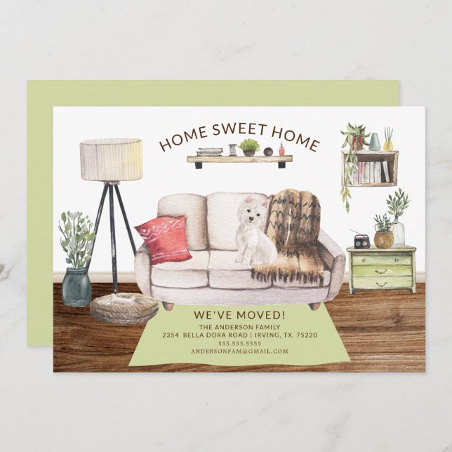 Westie Dog Moving Ankündigung (Vorne/Hinten)