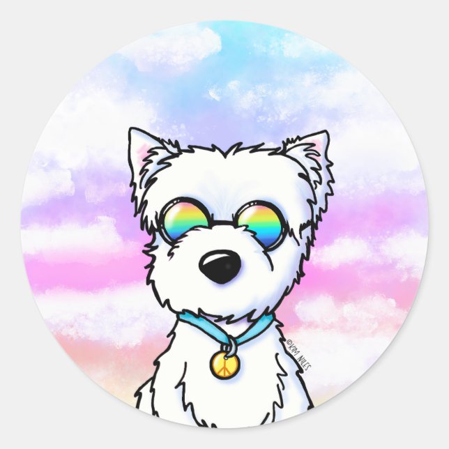 Westie Dog Peace KiniArt Stickers (Vorderseite)