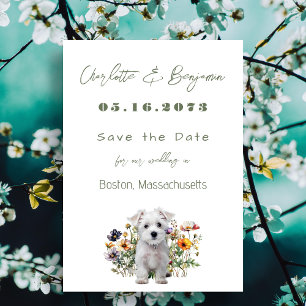 Westie Dog Wildblumen Hochzeitssache Datum speiche Save The Date