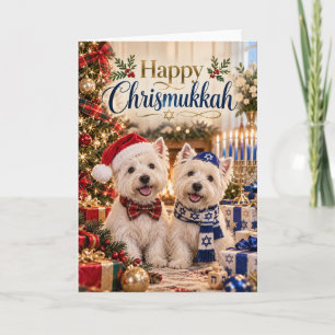 Westie Duo Happy Chrismukkah Karte