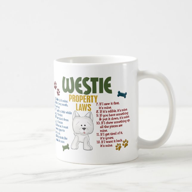 Westie Eigentums-Gesetze 4 Tasse (Rechts)