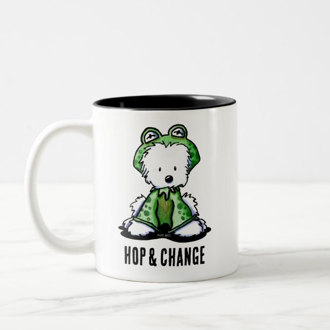 Westie Frog T-Shirt Zweifarbige Tasse (Links)
