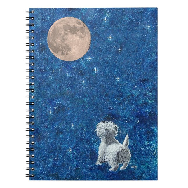 Westie Full Moon Notebook Notizblock (Vorderseite)