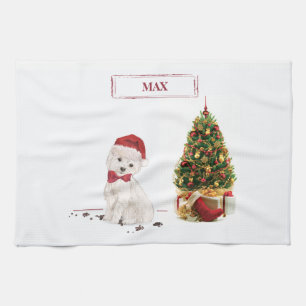 Westie Funny Christmas Dog mit Baum Geschirrtuch