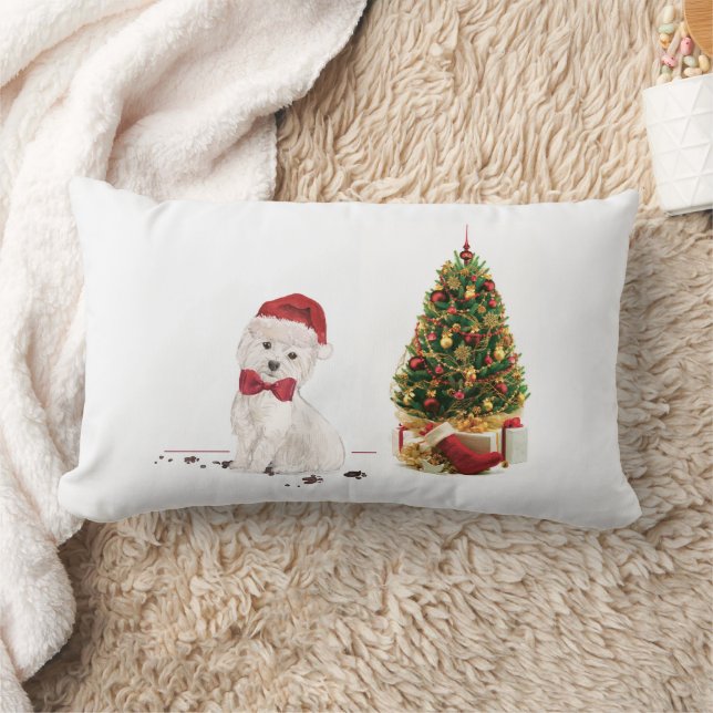Westie Funny Christmas Dog mit Baum Lendenkissen (Decke)