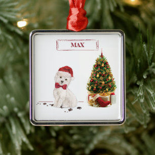 Westie Funny Christmas Dog mit Baum Ornament Aus Metall