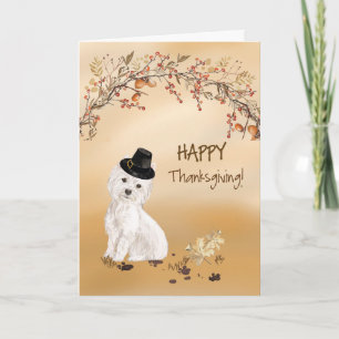 Westie Funny Pilgrim Hat Erntedank Karte