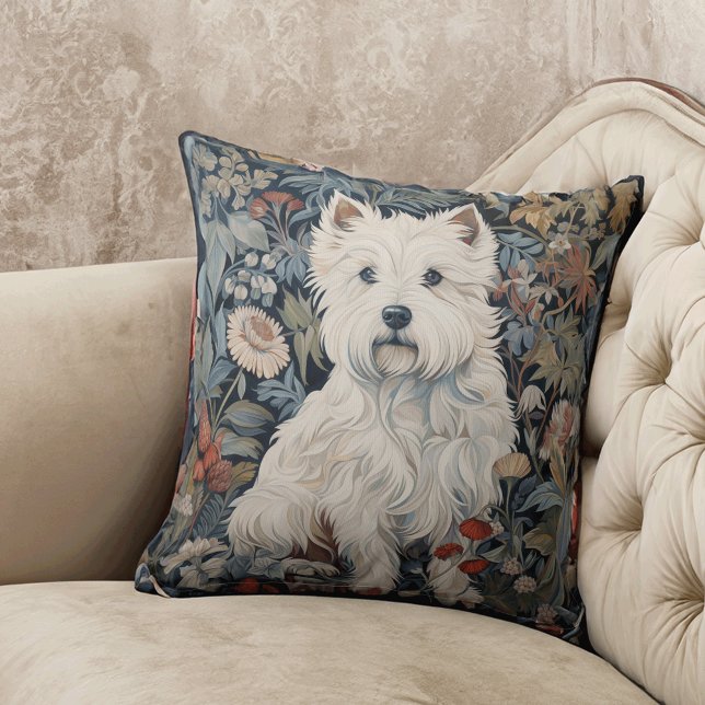 Westie Garden Tapestes im William Morris Style Kissen (Von Creator hochgeladen)