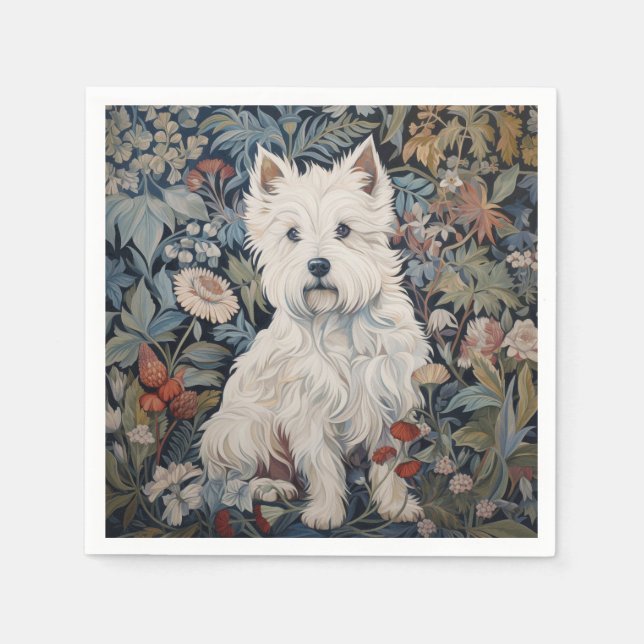 Westie Garden Tapestes im William Morris Style Serviette (Vorderseite)