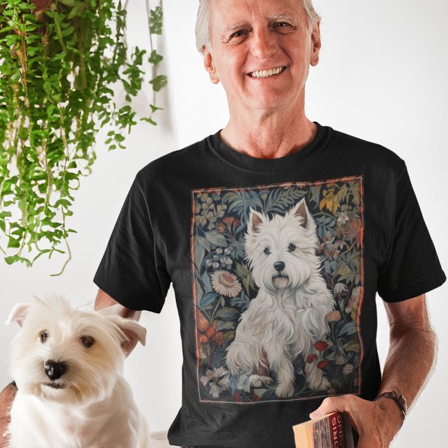 Westie Garden Tapestes im William Morris Style T-Shirt (Von Creator hochgeladen)