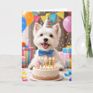 Westie-Geburtstagskarte mit Kuchen   Süße Westie-K Karte
