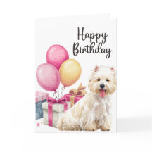 Westie Geburtstagskarte mit Kuchen | Süße Westie K