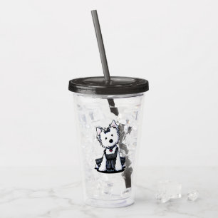 Westie Girl in Black Dress Acrylic Tumbler Acryltrinkbecher