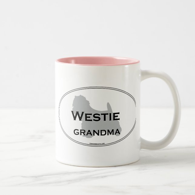 Westie Großmutter Zweifarbige Tasse (Rechts)