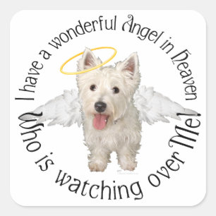 Westie Guardian Angels Quadratischer Aufkleber