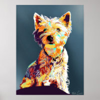 Westie, handgezeichnet Pop-Art-Poster