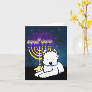 Westie Hanukkah Menorah Card Karte