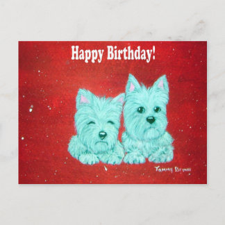 Westie Happy Birthday Postcard Postkarte