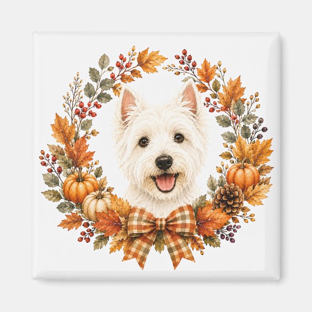Westie-Herbstkranz Magnet (Vorne)