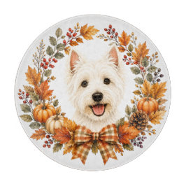 Westie-Herbstkranz Schneidebrett
