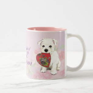Westie Herz-Mama Zweifarbige Tasse