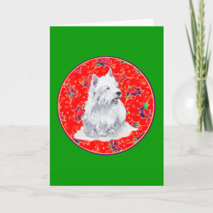 Westie Hier kommt der Weihnachtsmann Feiertagskarte