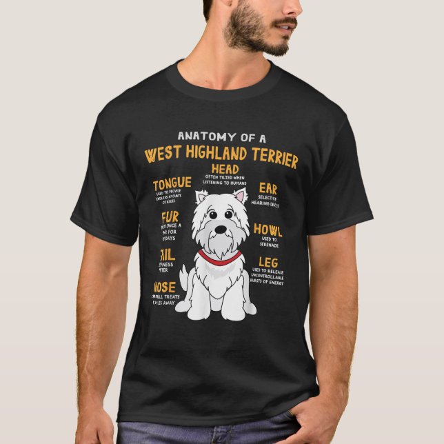 Westie Highland Terrier Anatomy Funny Dog Mama Vat T-Shirt (Vorderseite)
