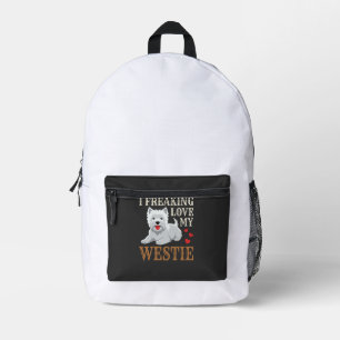 Westie Hund Liebe Typografie Bedruckter Rucksack