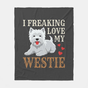 Westie Hund Liebe Typografie Fleecedecke