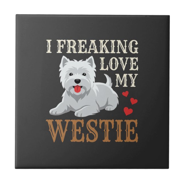 Westie Hund Liebe Typografie Fliese (Vorderseite)