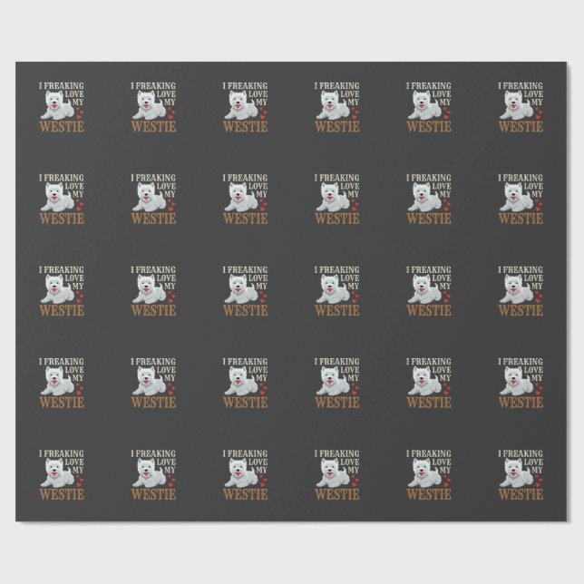 Westie Hund Liebe Typografie Geschenkpapier (Flach)