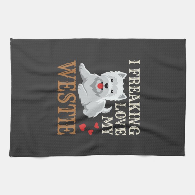 Westie Hund Liebe Typografie Geschirrtuch (Horizontal)